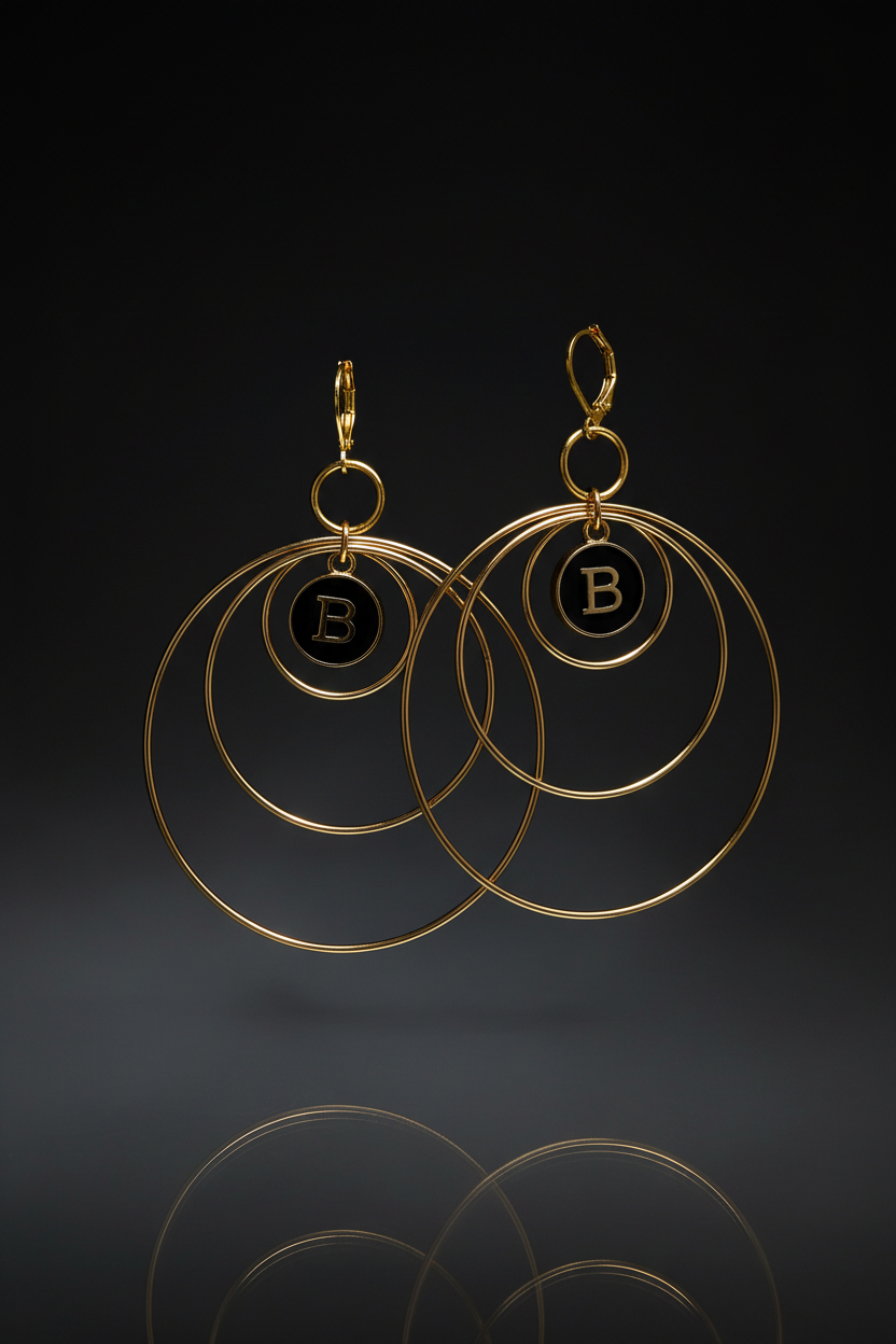 Blessed Gold Triple Hoop Monogram Earrings | Barbara Collins