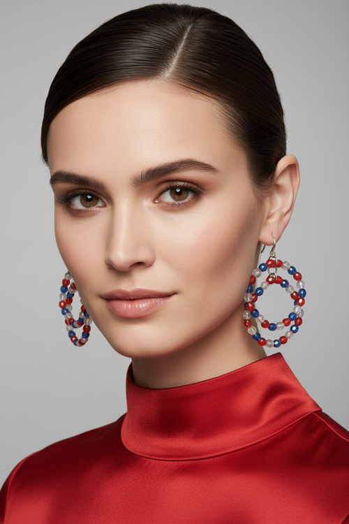 Born in the USA Leverback Earrings - Model