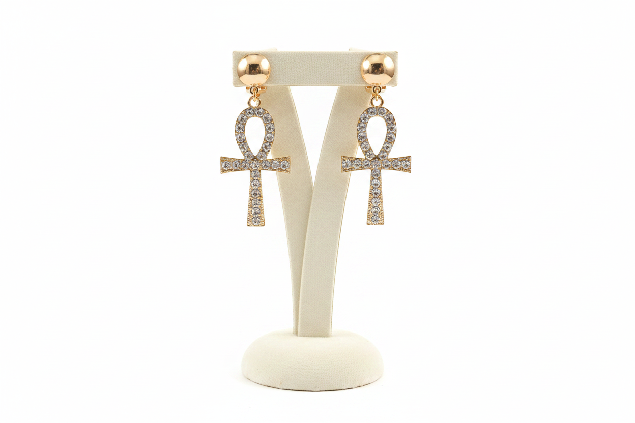 Crystal Ankh Earring Display