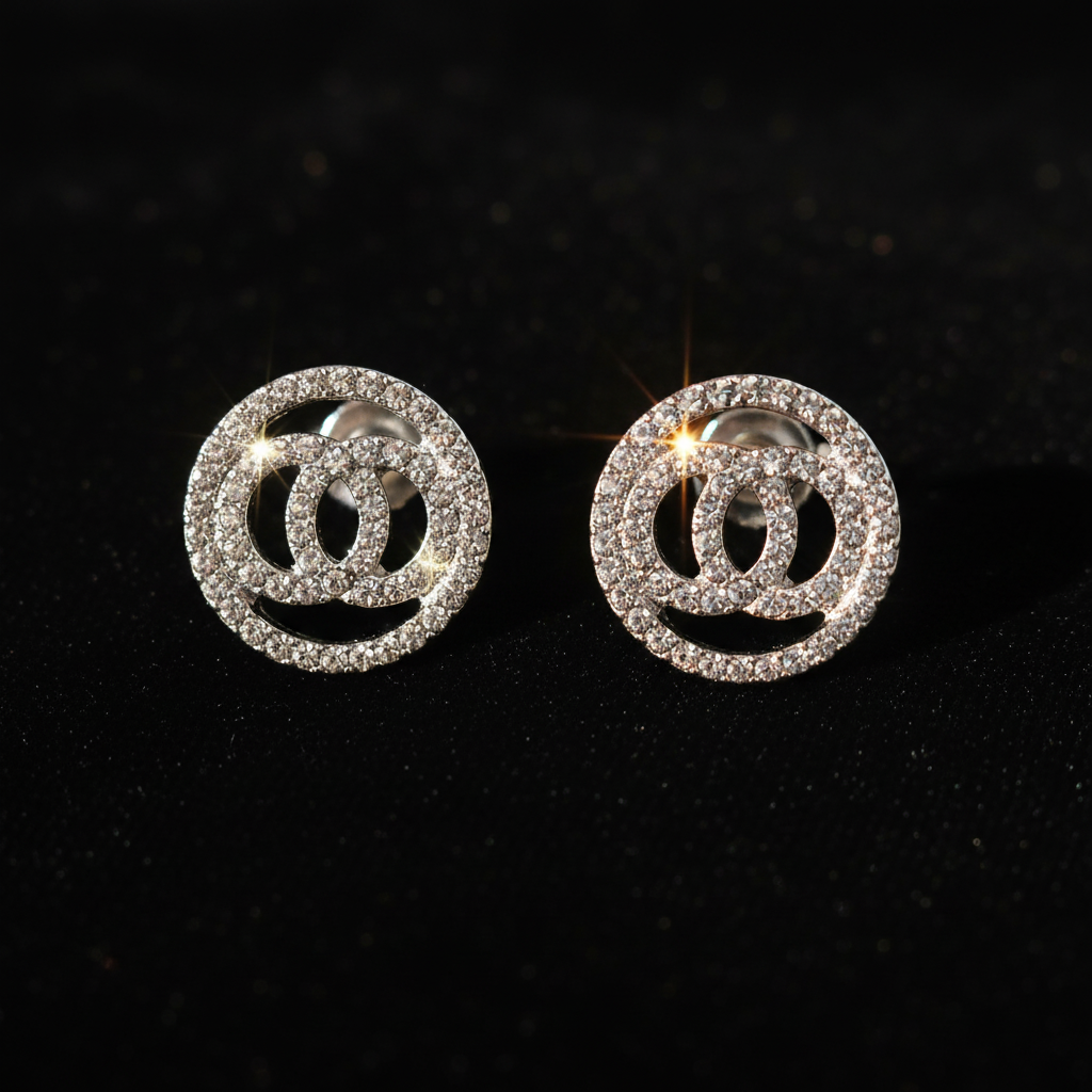 Crystal Circle Stud Earrings - Velvet