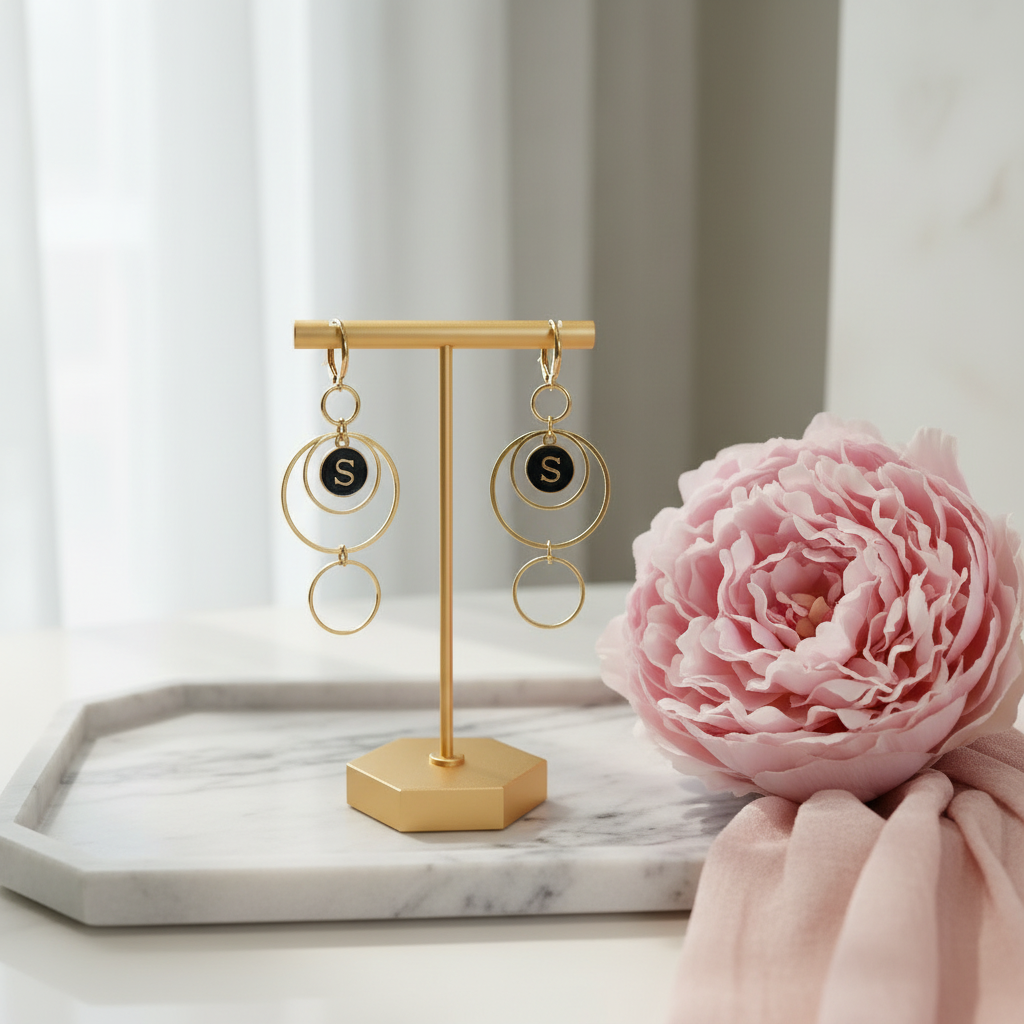 Elegant lifestyle shot with Success earrings