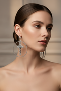 Elegant Model Wearing Jesus Christ Leverback Earrings