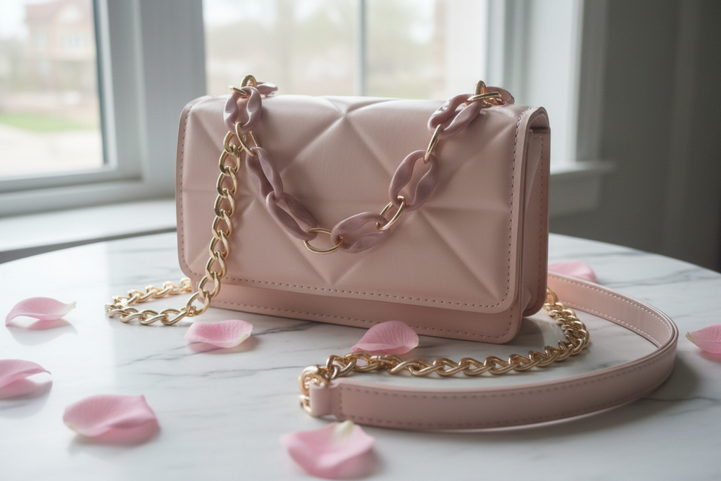 Elegant Pink Quilted Crossbody Bag