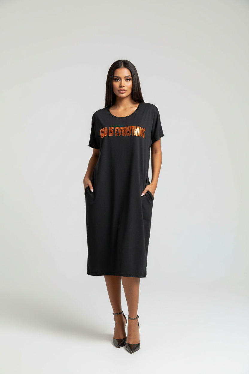 God Is Everything T-Shirt Dress - Dubai Model