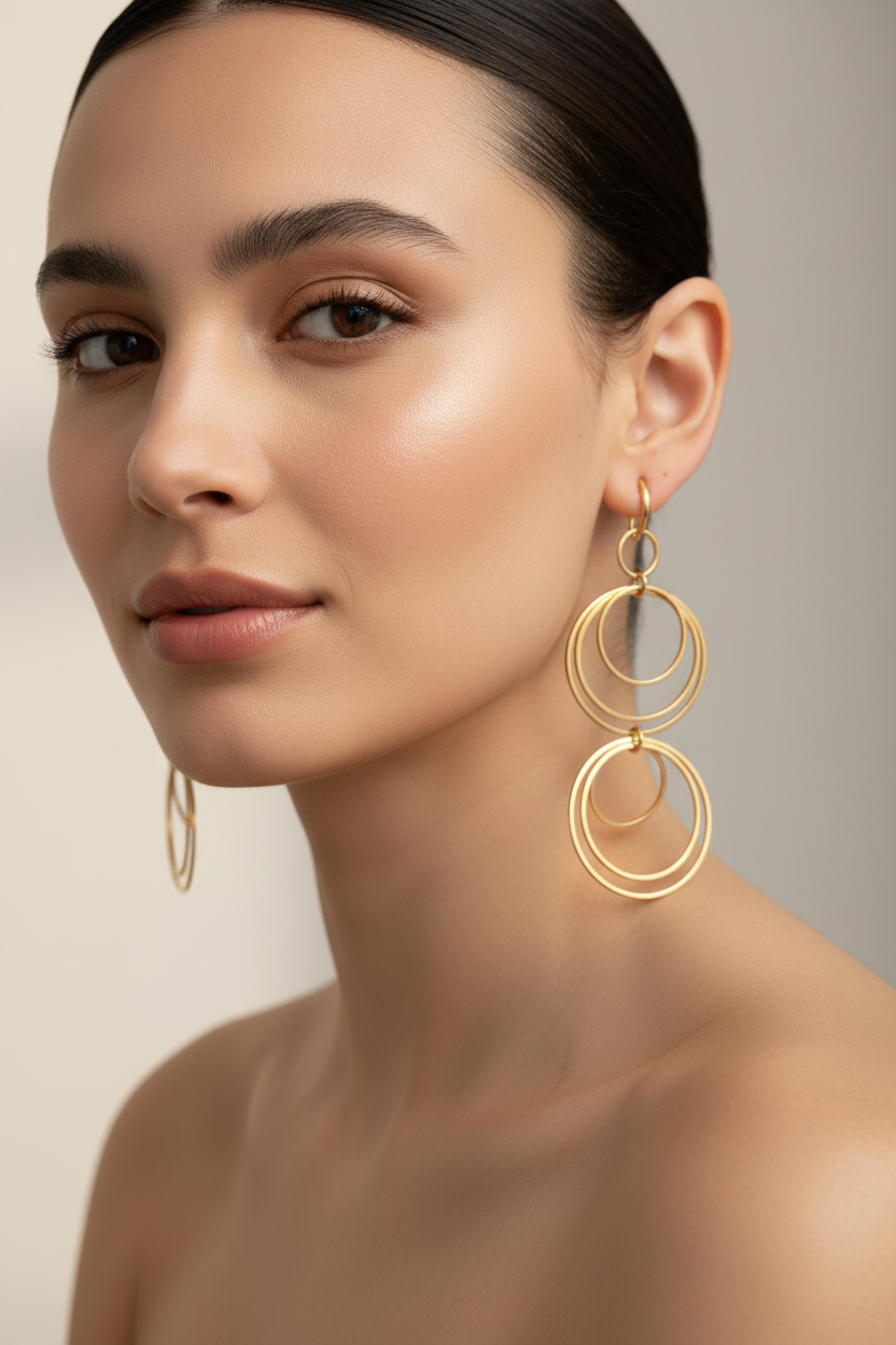 Gold-tone leverback earrings lifestyle image