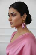 Pink Goddess Earrings with Gold Leverback Hooks