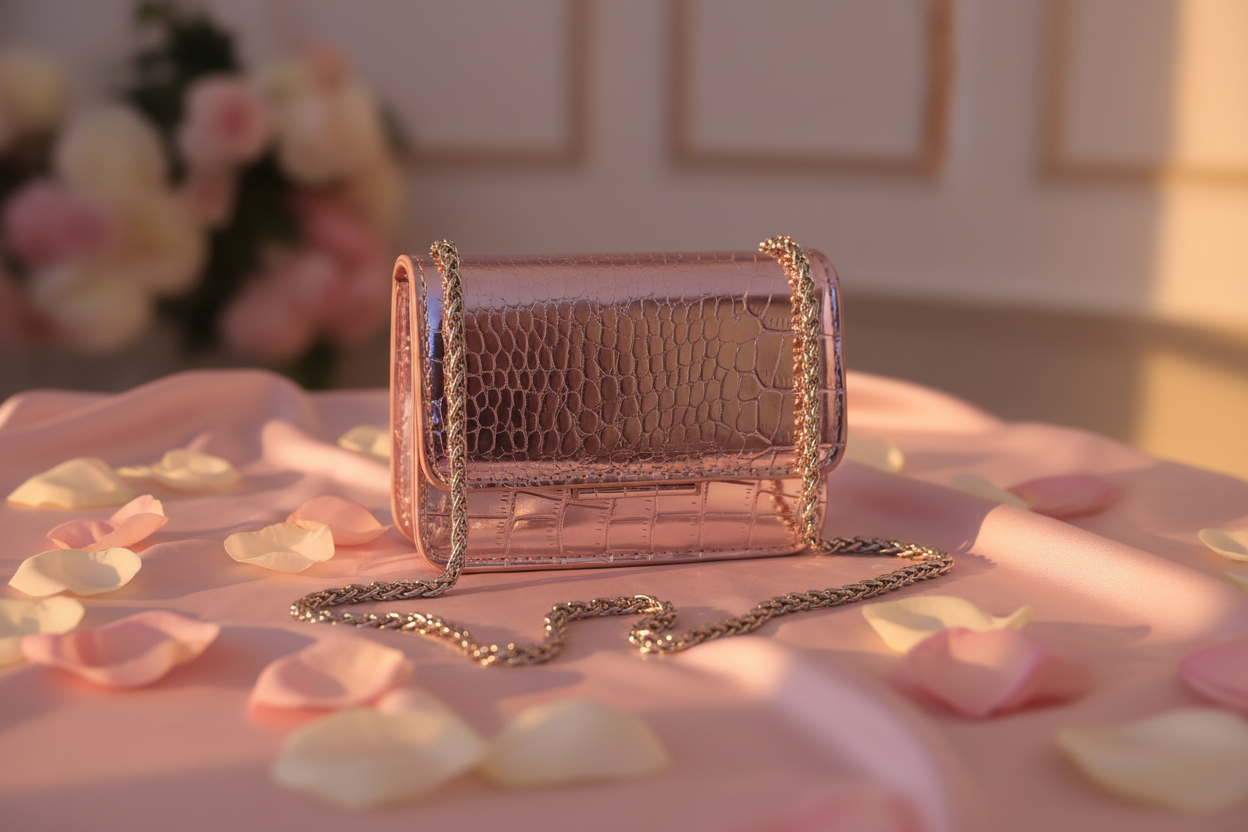 Romantic Rose Gold Mini Crossbody Handbag