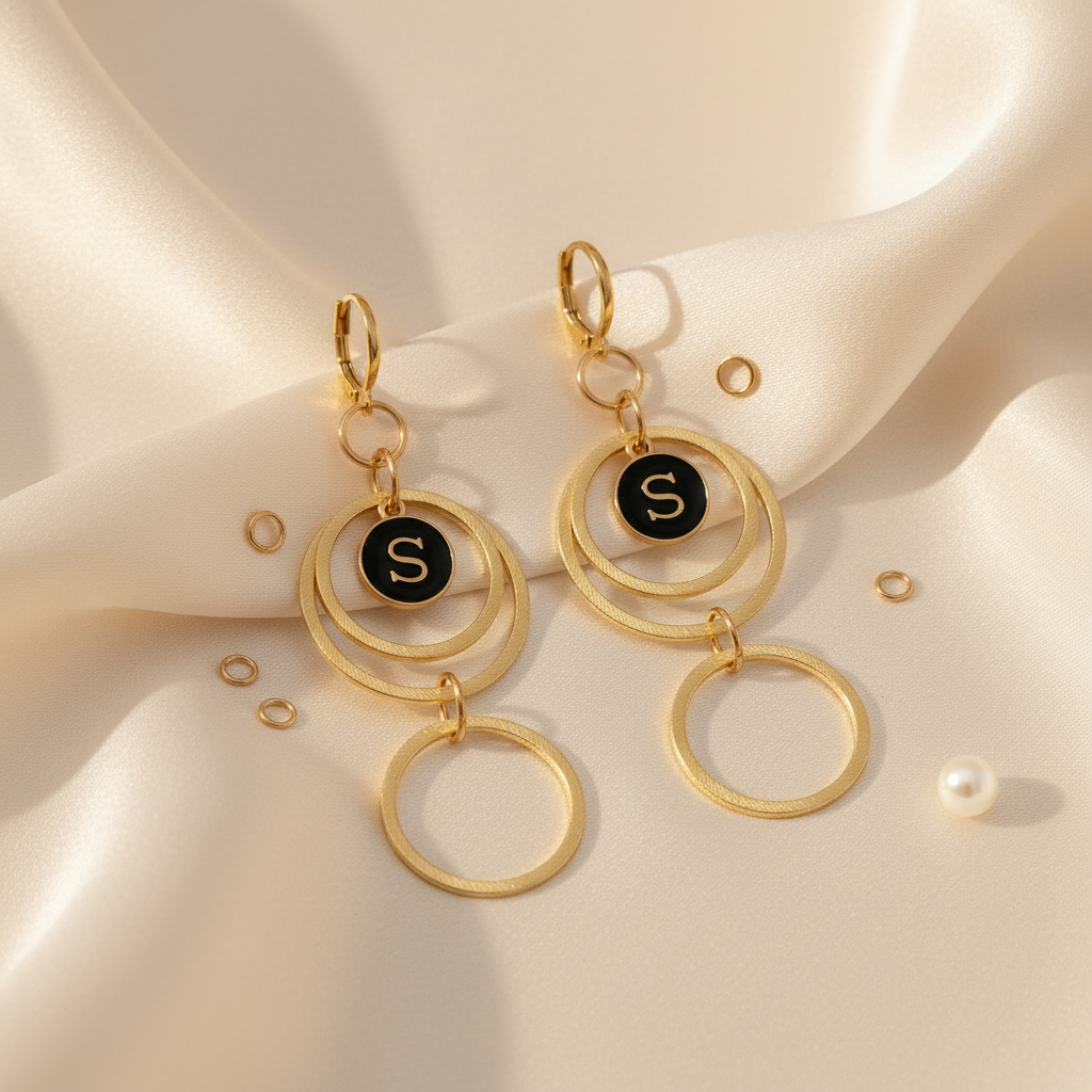 Survivor Gold Leverback Earrings - Silk Background